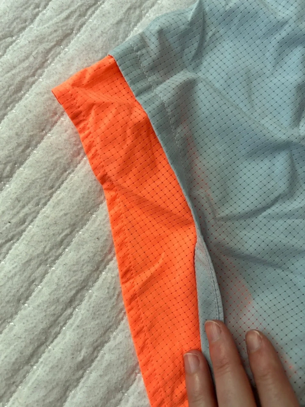 New Balance Light Blue Mesh Running Shorts with Orange Eyelets - Picture 6 of 8
